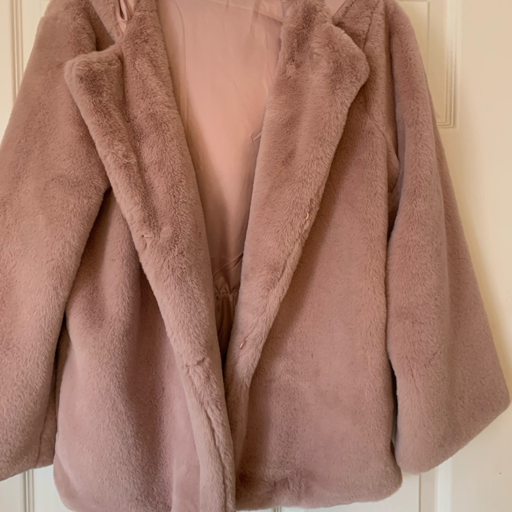 Plush Pink Faux Fur Coat